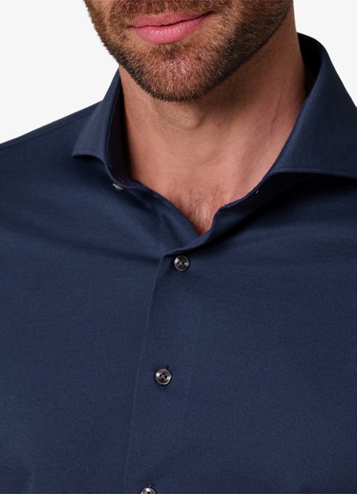 Profuomo Slim fit overhemd - detail 4 donkerblauw