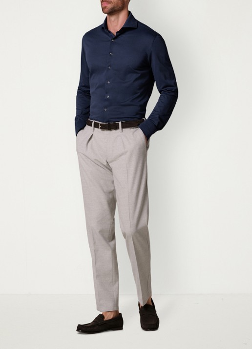 Profuomo Slim fit overhemd - voorkant 6 donkerblauw