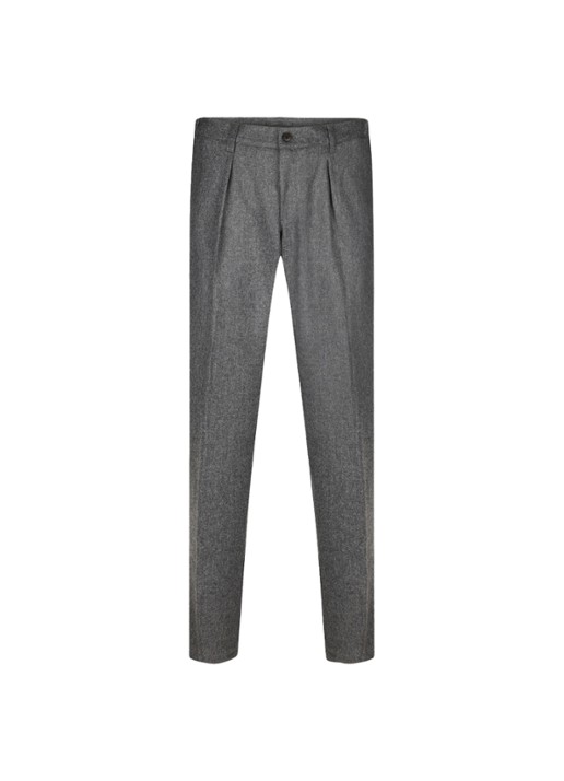Profuomo Slim fit pantalon in wolblend met steekzakken - voorkant lichtgrijs