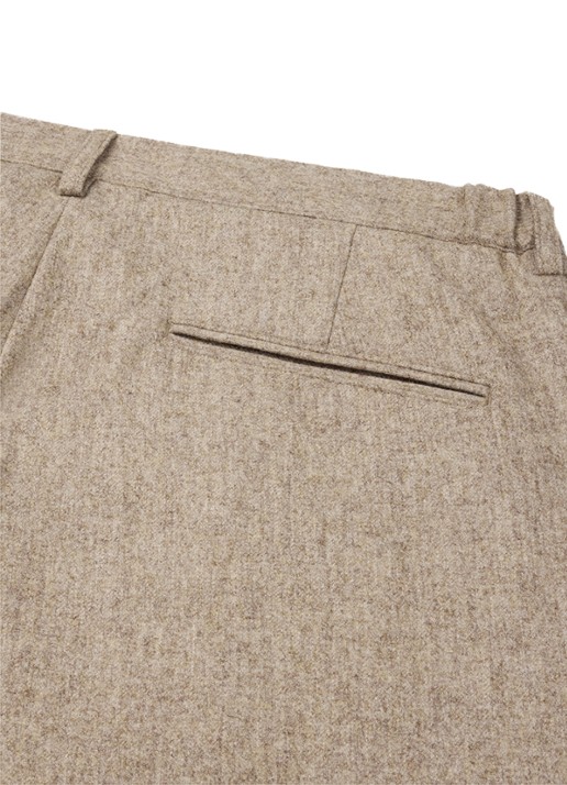 Profuomo Slim fit pantalon in wolblend met steekzakken - detail 5 donkerbeige