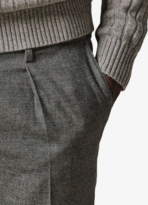 Profuomo Slim fit pantalon met steekzakken - detail 4 middengrijs
