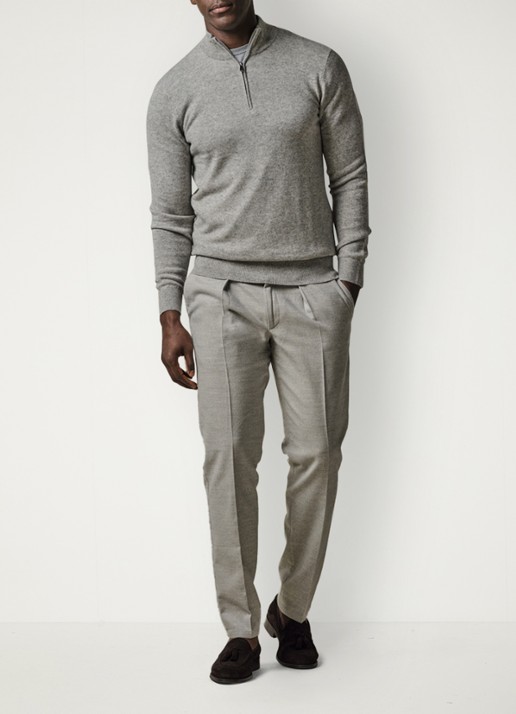 Profuomo Slim fit pantalon met steekzakken - voorkant 6 grijsmele