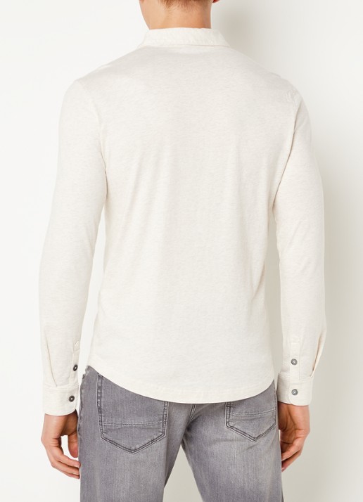 Profuomo Slim fit polo met gemêleerd dessin - achterkant beige