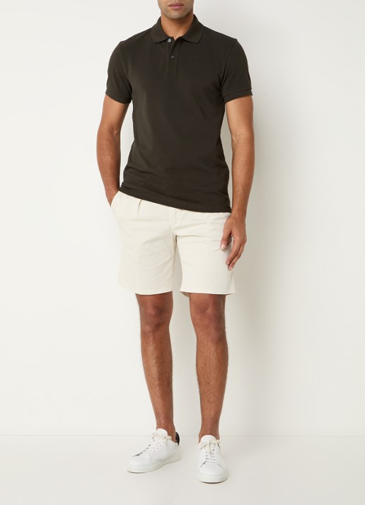 Profuomo Slim fit polo  - voorkant 4 donkerbruin