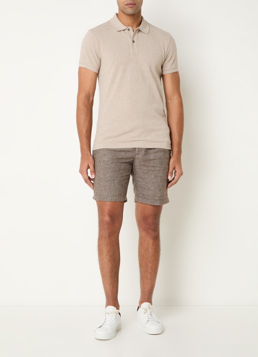 Profuomo Slim fit polo  - voorkant 4 beige