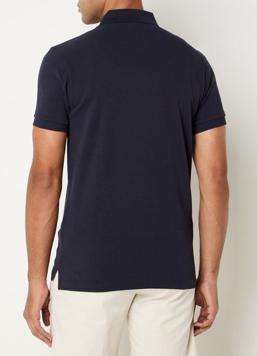 Profuomo Slim fit polo  - achterkant donkerblauw