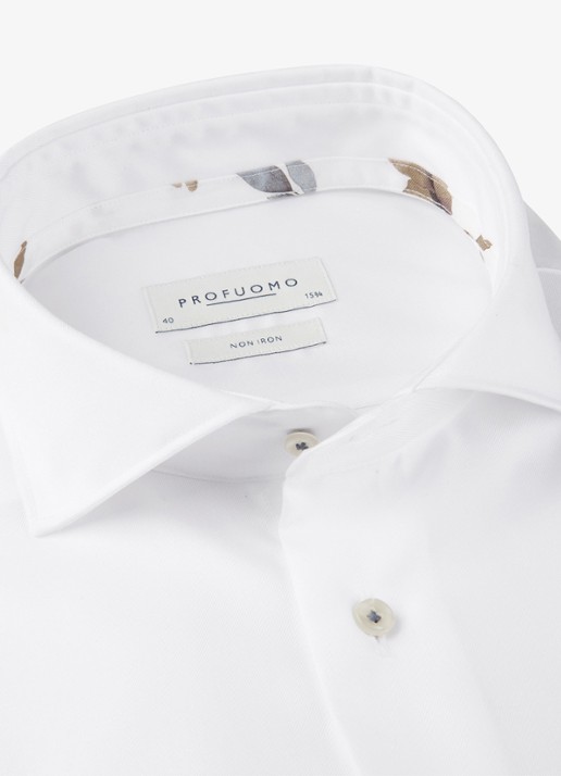 Profuomo Slim fit shirt met cutaway kraag - detail 4 wit