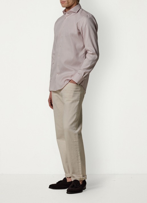 Profuomo Slim fit strijkvrij shirt met cutaway kraag - voorkant 2 roze