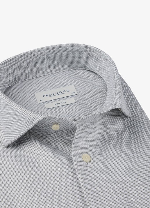 Profuomo Slim fit strijkvrij shirt met cutaway kraag - detail groen