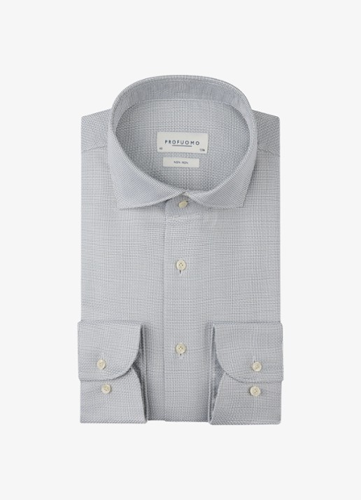 Profuomo Slim fit strijkvrij shirt met cutaway kraag - voorkant 2 groen