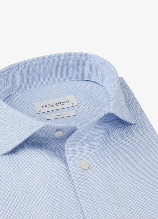 Profuomo Slim fit strijkvrij shirt met cutaway kraag - detail 2 blauw