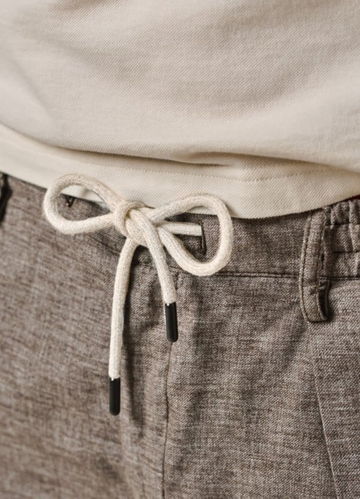 Profuomo Straight fit broek in linnenblend - detail 4 bruin