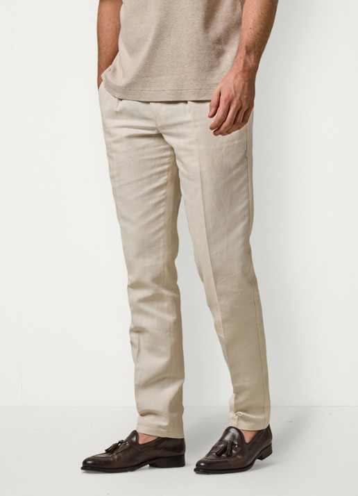 Profuomo Straight fit chino in linnenblend