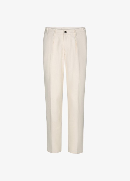 Profuomo Straight fit chino in linnenblend - voorkant wit