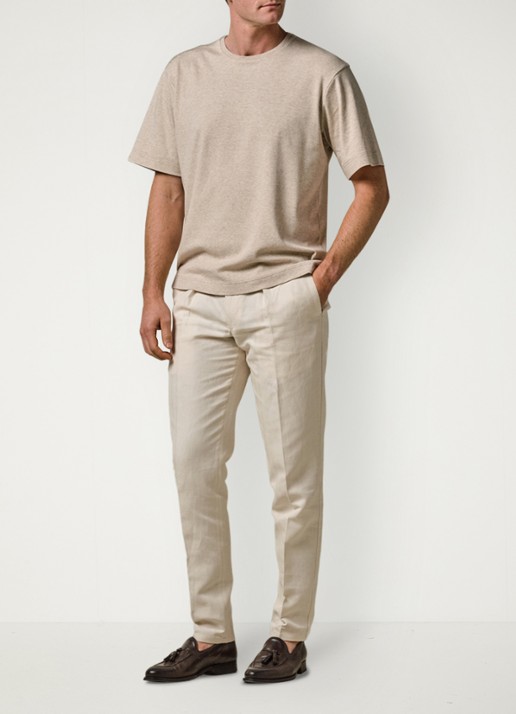 Profuomo Straight fit chino in linnenblend - voorkant 2 wit