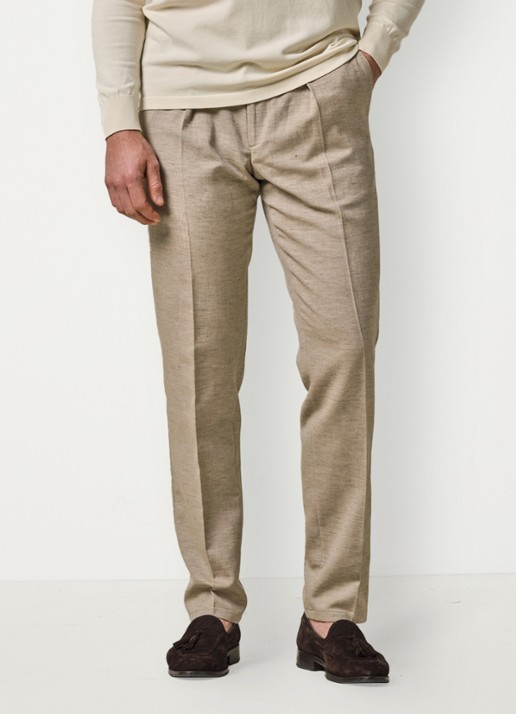 Profuomo Straight fit chino in linnenblend