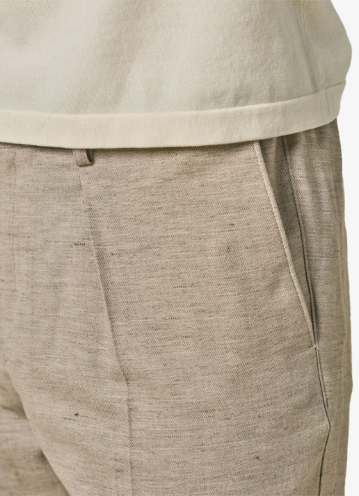Profuomo Straight fit chino in linnenblend - detail 2 zand