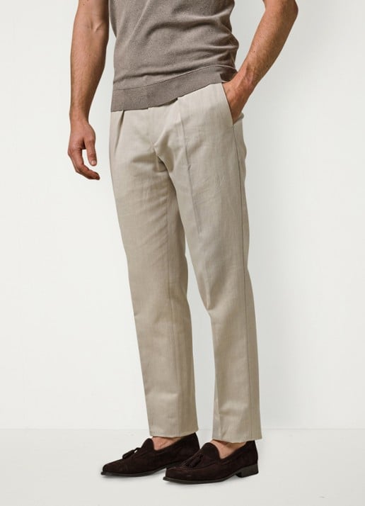 Profuomo Straight fit chino in linnenblend