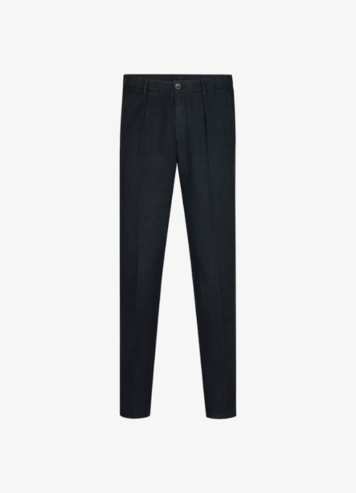 Profuomo Straight fit chino katoen linen blend - voorkant 2 blauw