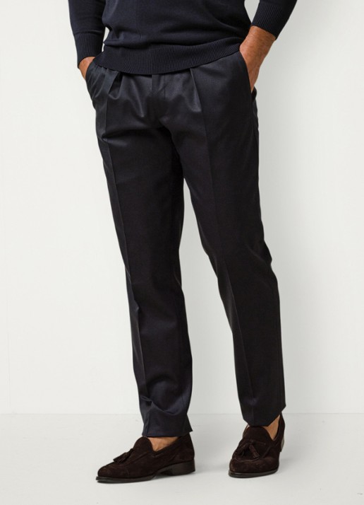 Profuomo Straight fit chino van wol - detail 3 donkerblauw