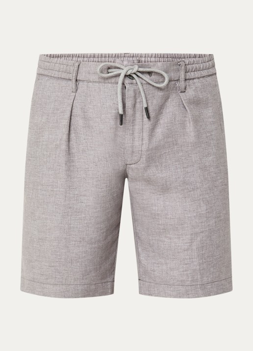 Profuomo Straight fit korte broek in linnenblend - voorkant 3 taupe