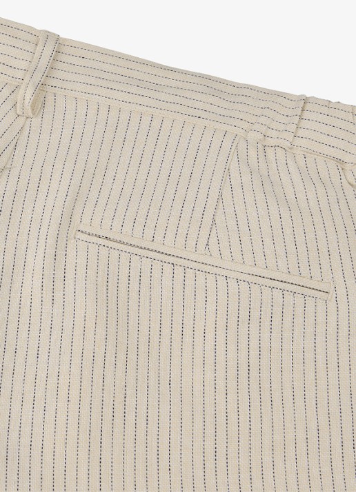 Profuomo Straight fit korte broek in linnenblend - detail 4 gebroken wit