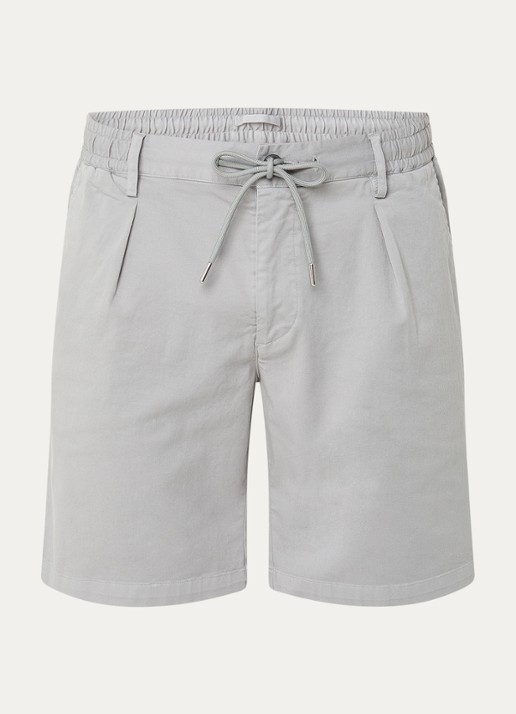 Profuomo Straight fit korte broek met trekkoord en steekzakken - voorkant 2 olijfgroen