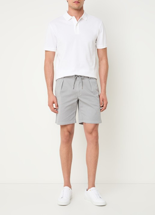 Profuomo Straight fit korte broek met trekkoord en steekzakken - voorkant 3 olijfgroen