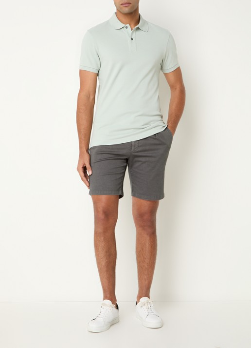 Profuomo Straight fit korte broek met trekkoord en steekzakken - voorkant 3 donkergroen
