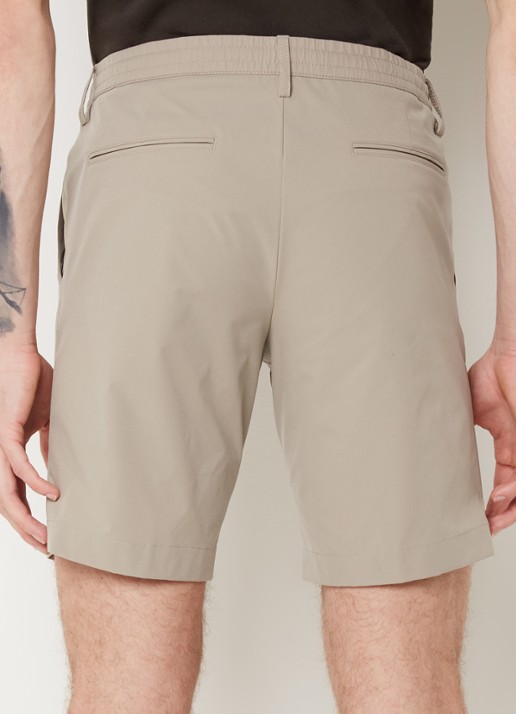 Profuomo Straight fit korte chino met trekkoord - achterkant 3 olijfgroen