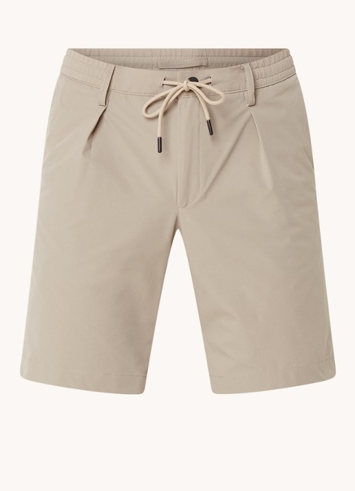 Profuomo Straight fit korte chino met trekkoord - voorkant olijfgroen