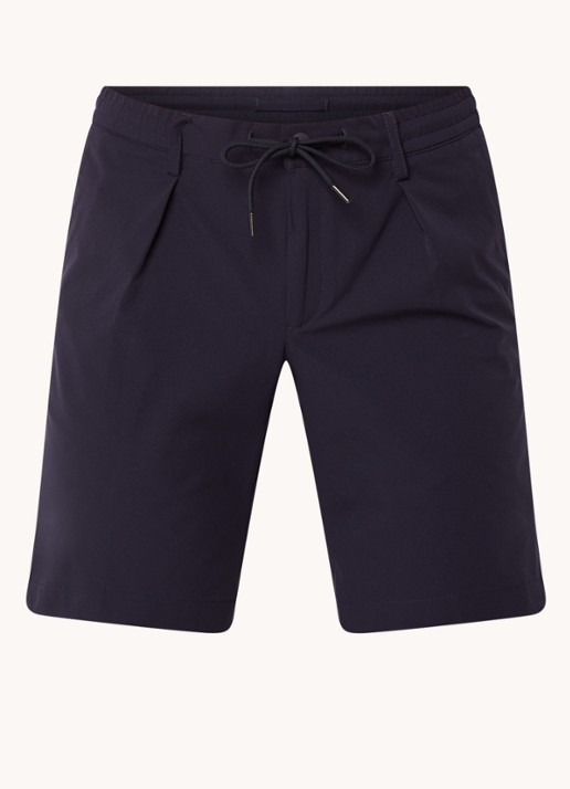 Profuomo Straight fit korte chino met trekkoord - voorkant donkerblauw