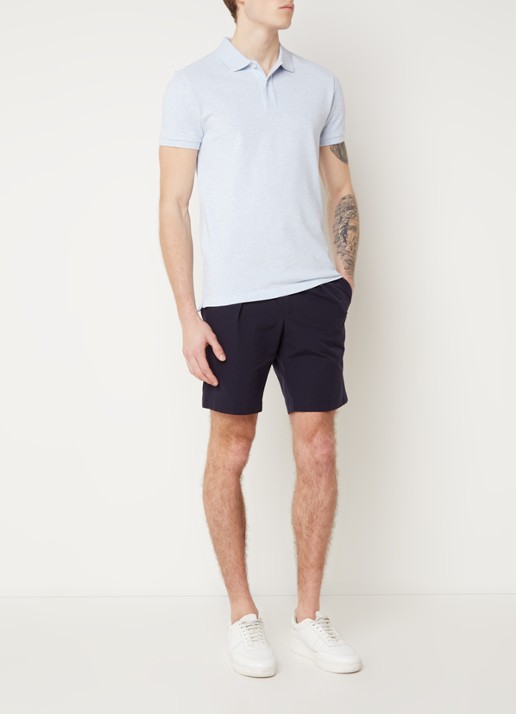 Profuomo Straight fit korte chino met trekkoord - voorkant 2 donkerblauw