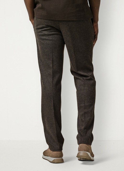 Profuomo Straight fit pantalon in wolblend - achterkant 4 bruin