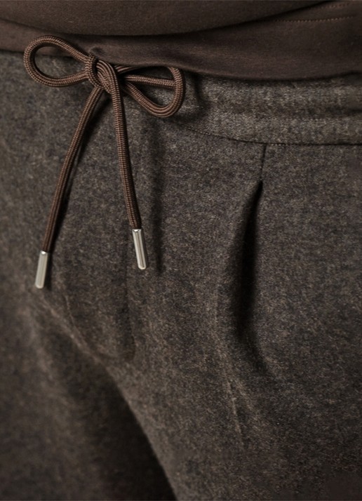 Profuomo Straight fit pantalon in wolblend - detail 2 bruin