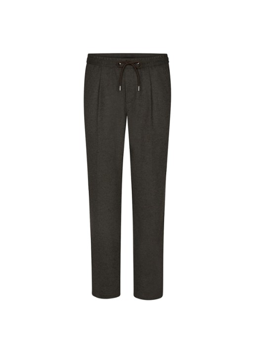 Profuomo Straight fit pantalon in wolblend - voorkant 5 bruin