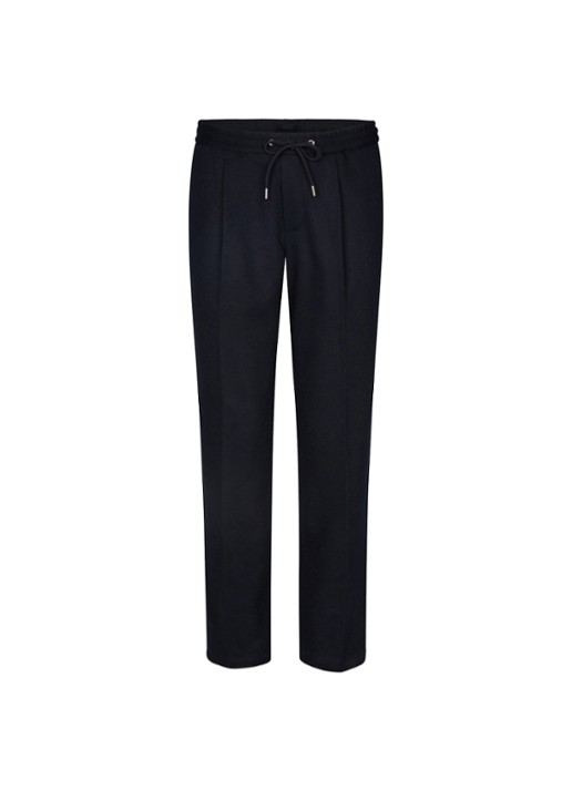 Profuomo Straight fit pantalon in wolblend - voorkant donkerblauw