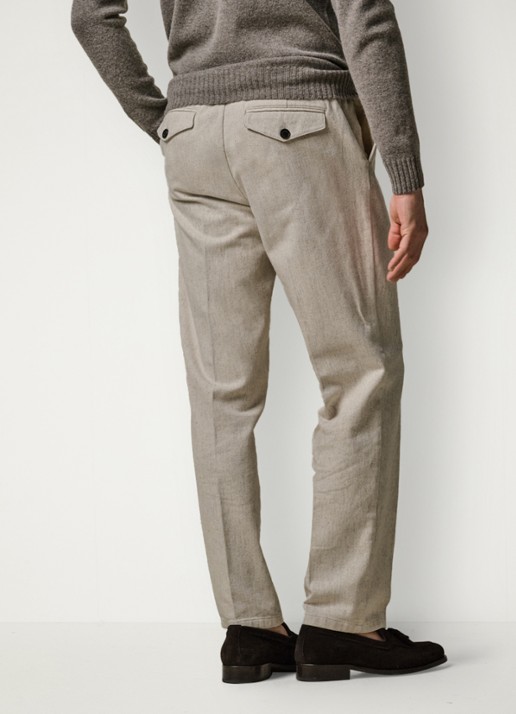 Profuomo Straight fit pantalon met steekzakken - achterkant 6 gebroken wit