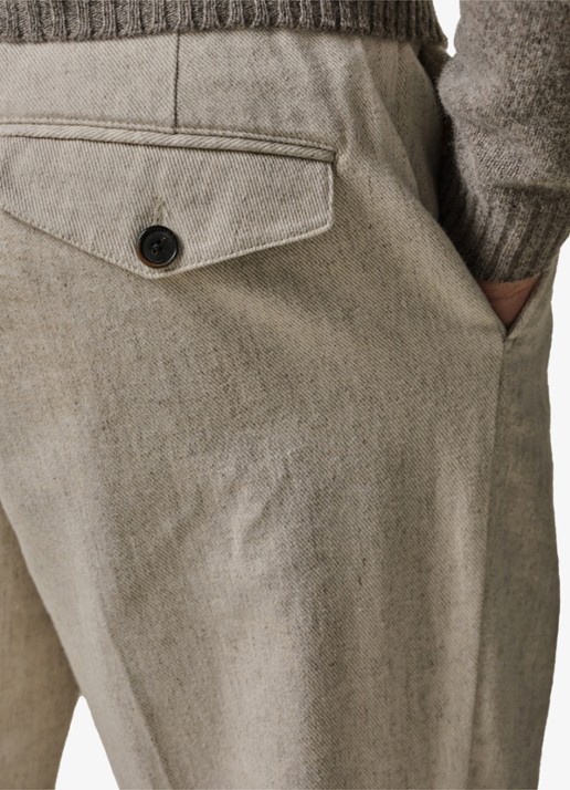 Profuomo Straight fit pantalon met steekzakken - detail 4 gebroken wit