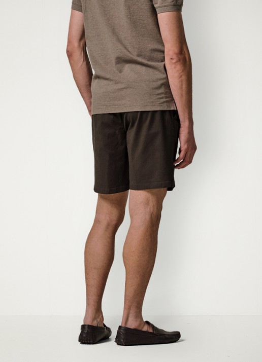 Profuomo Straight fit short met stretch - achterkant donkerbruin