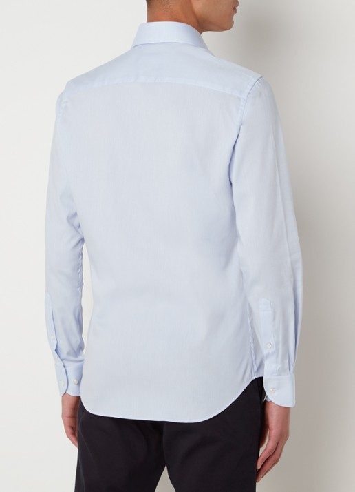 Profuomo Strijkvrij slim fit overhemd met cut away kraag - achterkant lichtblauw