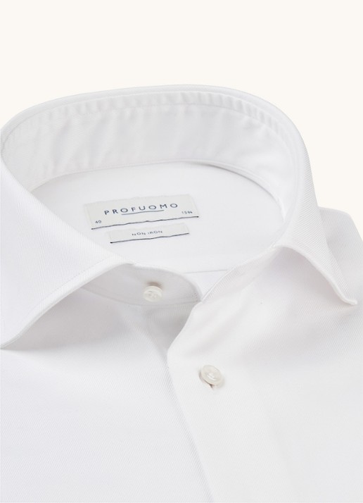 Profuomo Strijkvrij slim fit overhemd met dubbele manchet - detail 4 wit