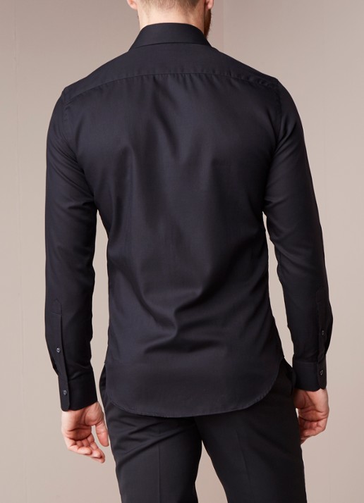 Profuomo Strijkvrij slim fit overhemd met wide spread-kraag - achterkant 3 zwart