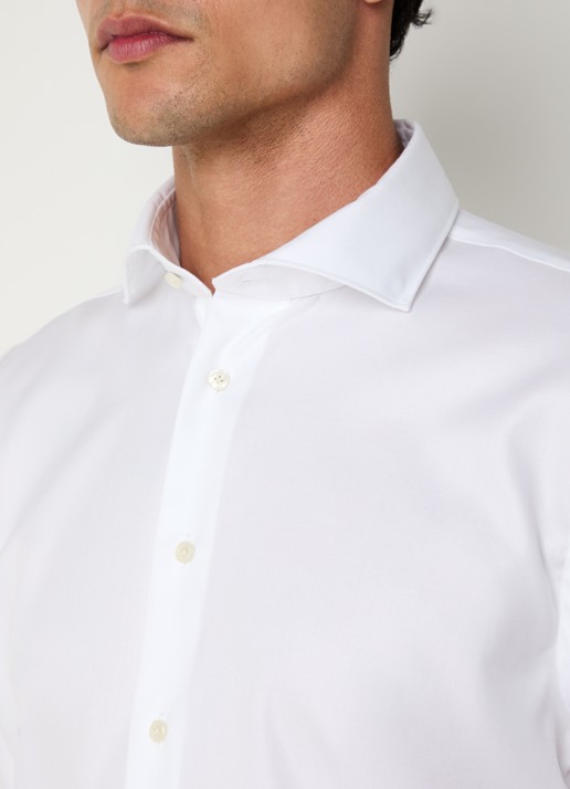 Profuomo Strijkvrij slim fit overhemd - detail 3 wit