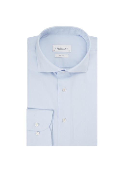 Profuomo Strijkvrij slim fit overhemd - voorkant 4 lichtblauw