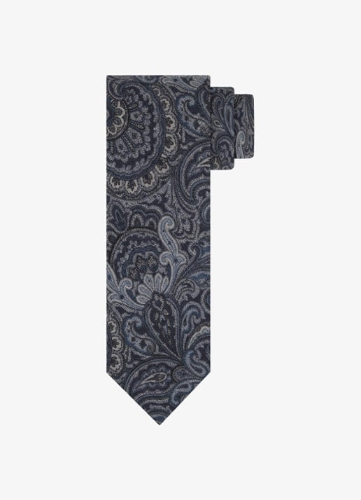 Profuomo Stropdas van wol - voorkant 2 donkerblauw