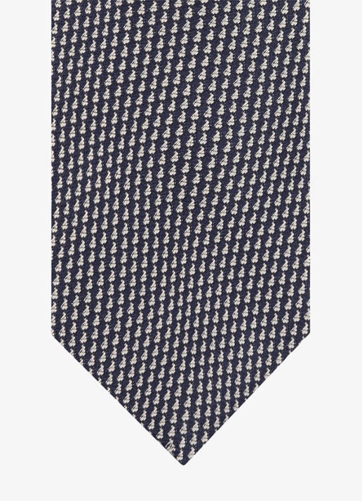 Profuomo Stropdas van zijde met pied-de-poule dessin - detail donkerblauw