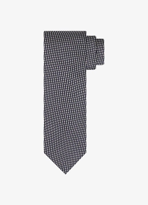 Profuomo Stropdas van zijde met pied-de-poule dessin - voorkant 2 donkerblauw
