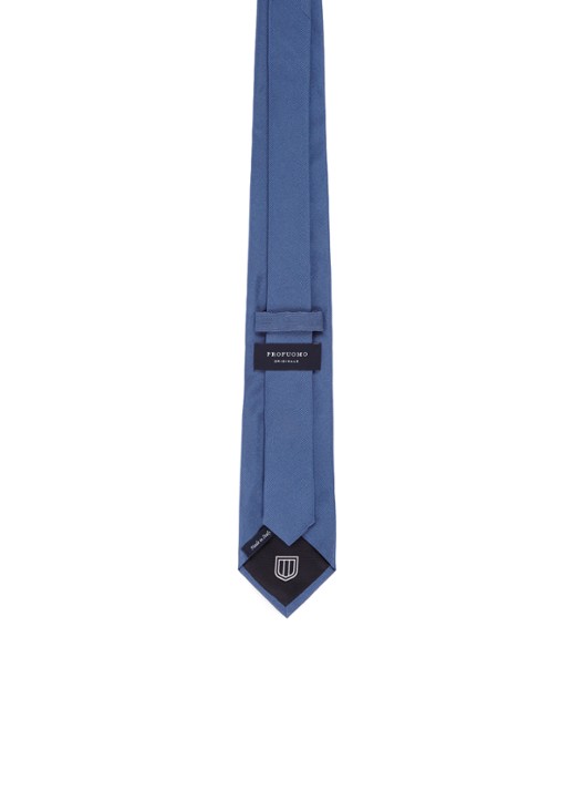 Profuomo Stropdas van zijde - achterkant middenblauw
