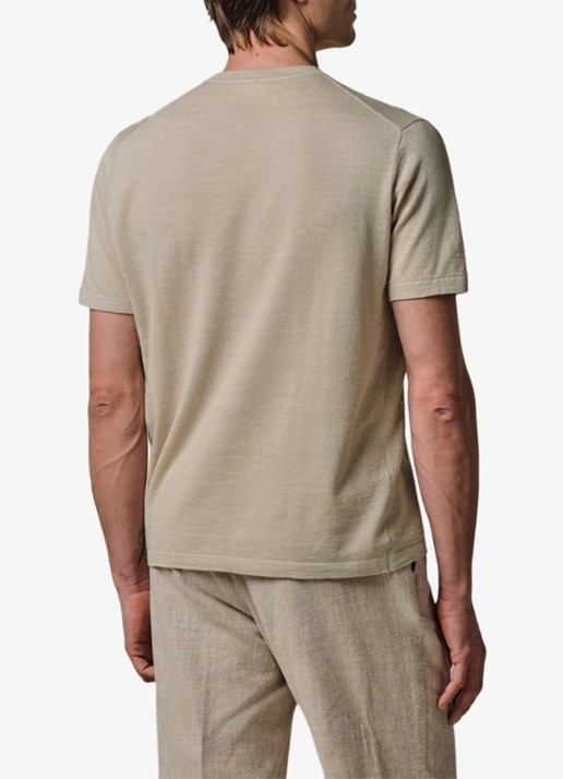 Profuomo T-shirt in linnenblend met ronde hals - achterkant 6 beige